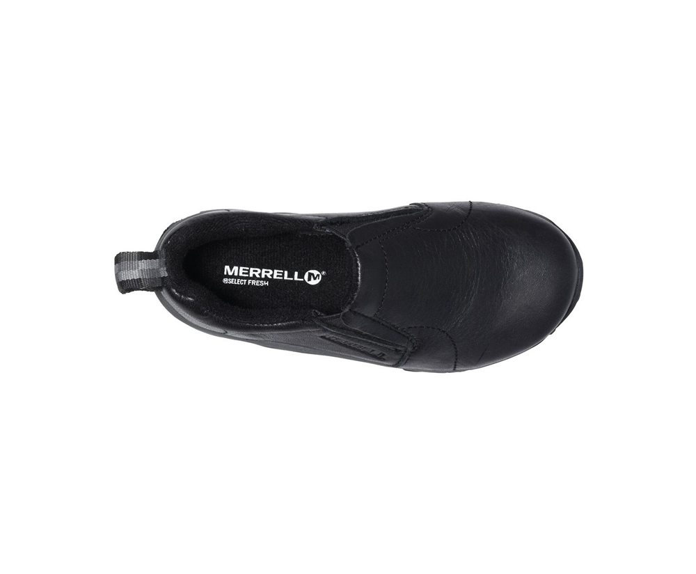 Merrell Slip Ons Black - Jungle Moc Leather - Kids 79EOWTGVI